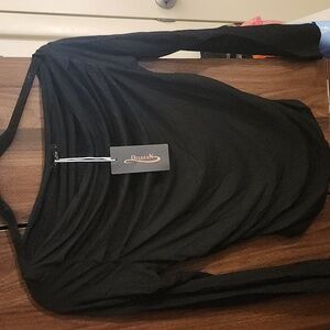 Black off shoulder rouched long sleeve top size L